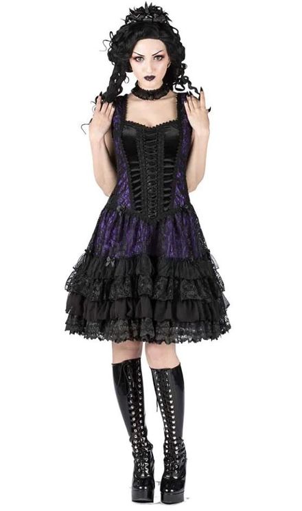 Valentina 1041 dress zwart-paars - Babashope - 5