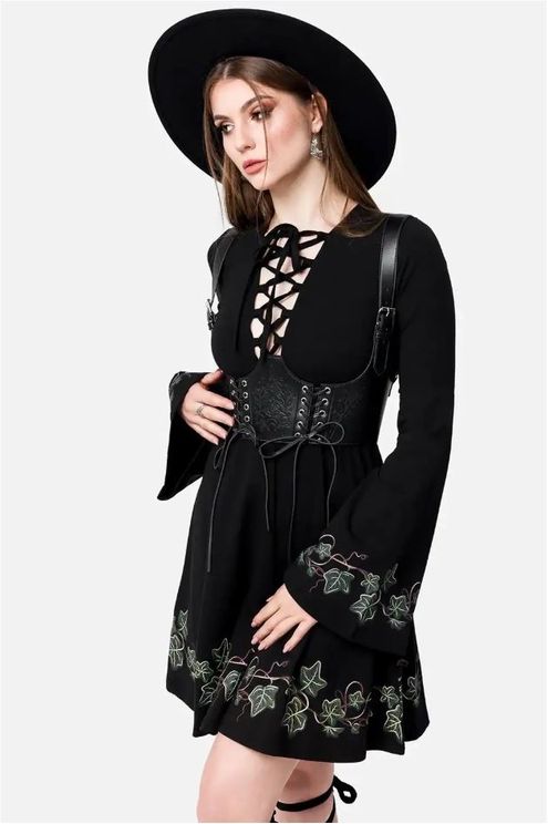 Restyle Tangled vines mini jurk - Babashope - 14