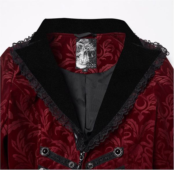 Goth vintage print coat rood - Babashope - 9