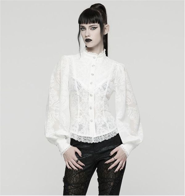 Wit geborduurde chiffon blouse - Babashope - 7