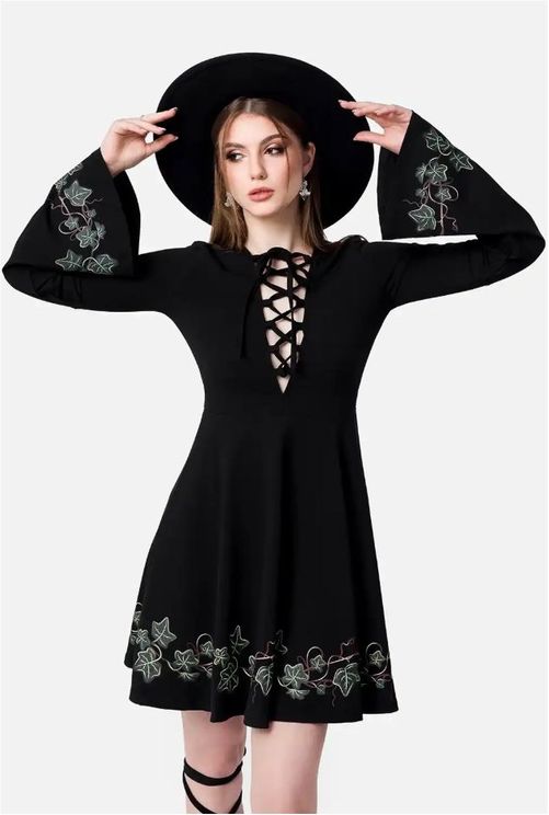 Restyle Tangled vines mini jurk - Babashope - 14