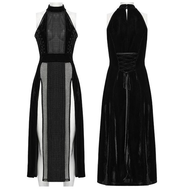 Punk Rave WQ-825LQF velvet & mesh long dress - Babashope - 6