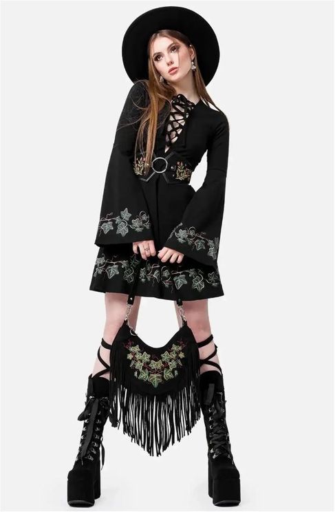 Restyle Tangled vines mini jurk - Babashope - 14