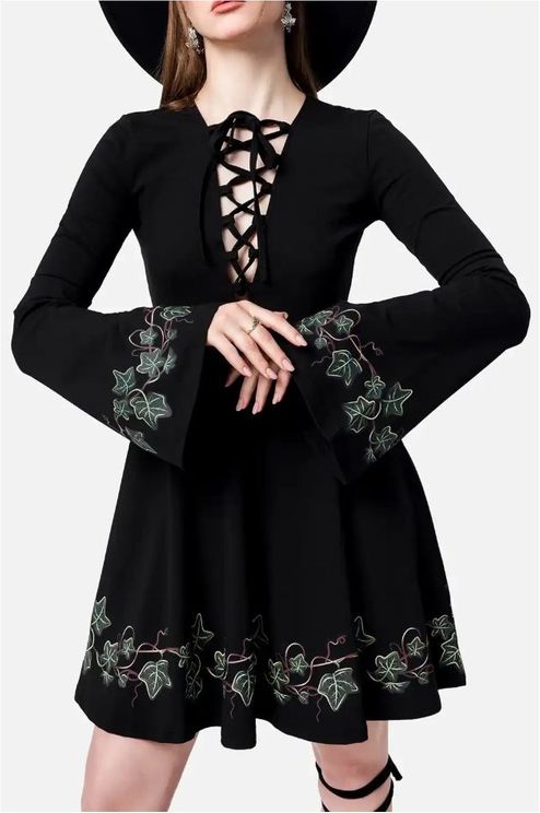 Restyle Tangled vines mini jurk - Babashope - 14