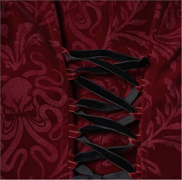 Goth vintage print coat rood - Babashope - 9