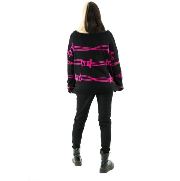Heartless Barbed wire heart jumper zwart/pink - Babashope - 9