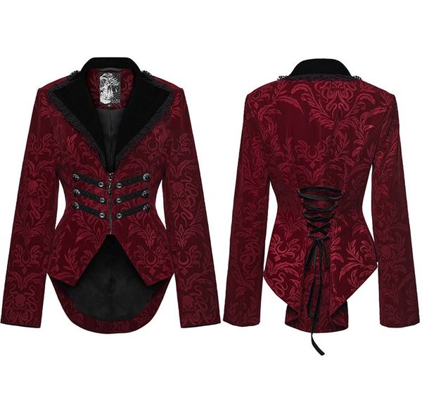 Goth vintage print coat rood - Babashope - 9