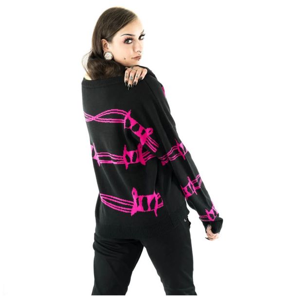 Heartless Barbed wire heart jumper zwart/pink - Babashope - 9