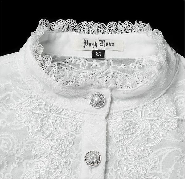 Wit geborduurde chiffon blouse - Babashope - 7