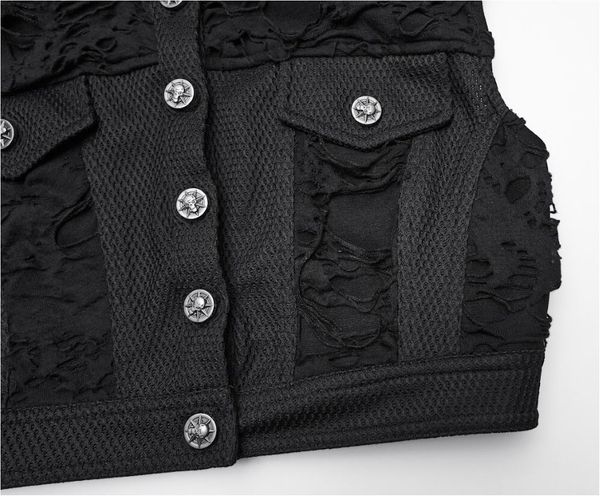 Black cool punk short vest - Babashope - 10