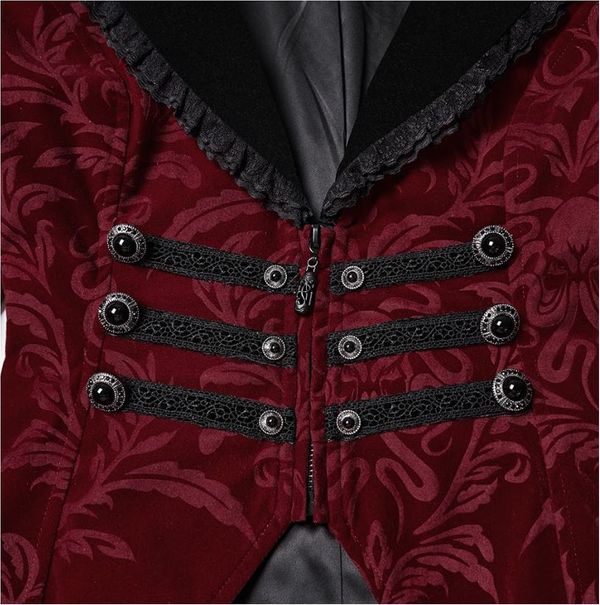 Goth vintage print coat rood - Babashope - 9