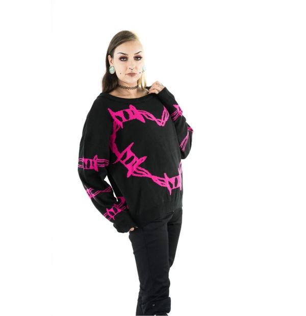 Heartless Barbed wire heart jumper zwart/pink - Babashope - 9