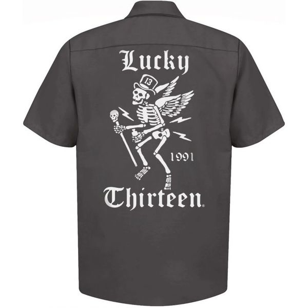 Lucky13 Winged Skully Workershirt (charcoal) - Babashope - 3