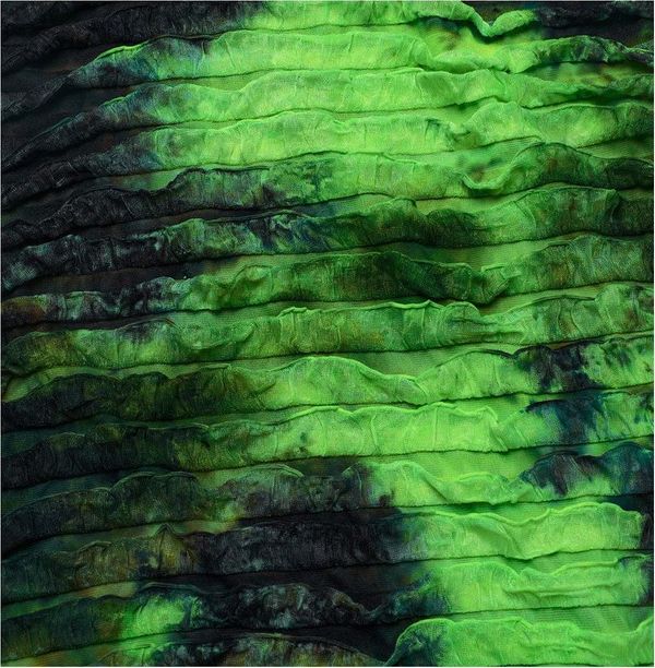 Punkrave grunge ruffled tie-dyed slip jurk (groen) - Babashope - 7