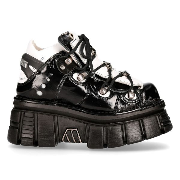 Newrock M-106-S55 Zwart-wit nappa lederen tower boots - Babashope - 9