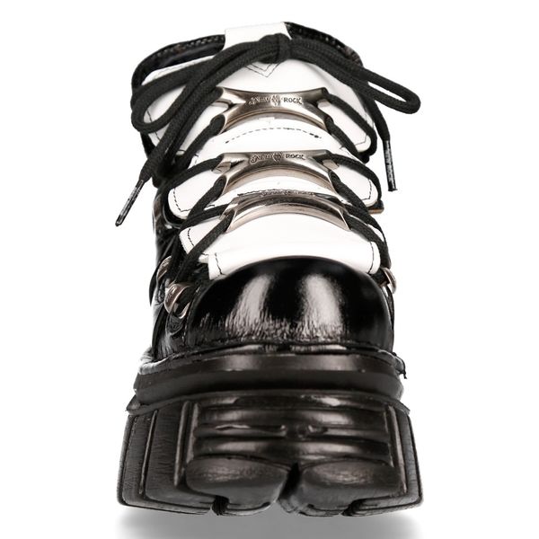 Newrock M-106-S55 Zwart-wit nappa lederen tower boots - Babashope - 9