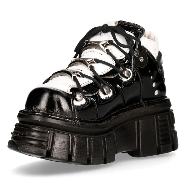 Newrock M-106-S55 Zwart-wit nappa lederen tower boots - Babashope - 9