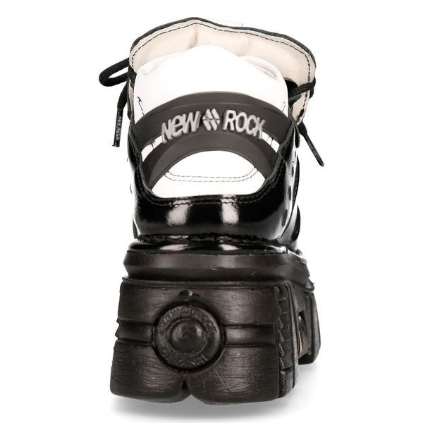 Newrock M-106-S55 Zwart-wit nappa lederen tower boots - Babashope - 9