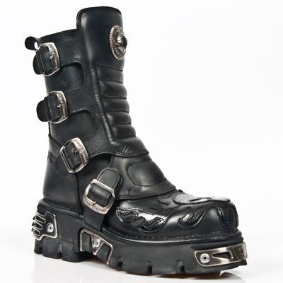 Newrock M.1727-C2 black on black flame boots - Babashope - 8