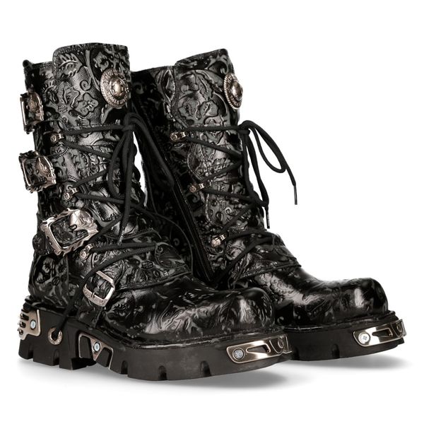 Newrock M.391-S4 vintage flower Gothic boots black - Babashope - 9