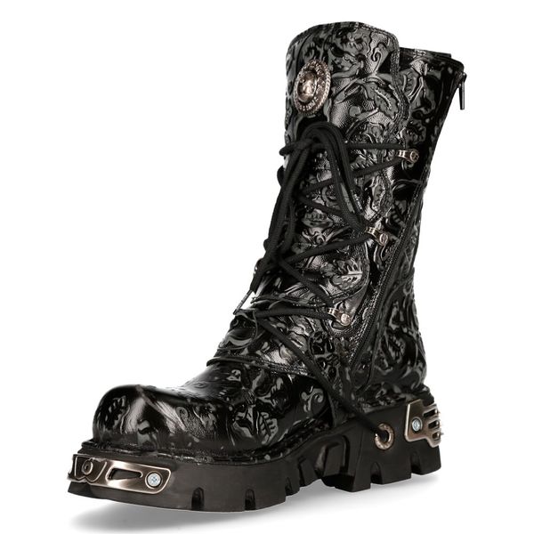 Newrock M.391-S4 vintage flower Gothic boots black - Babashope - 9