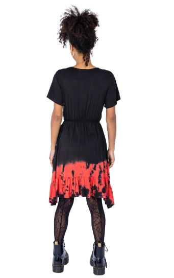 Megaera jurk zwart/rood tie dye - Babashope - 5