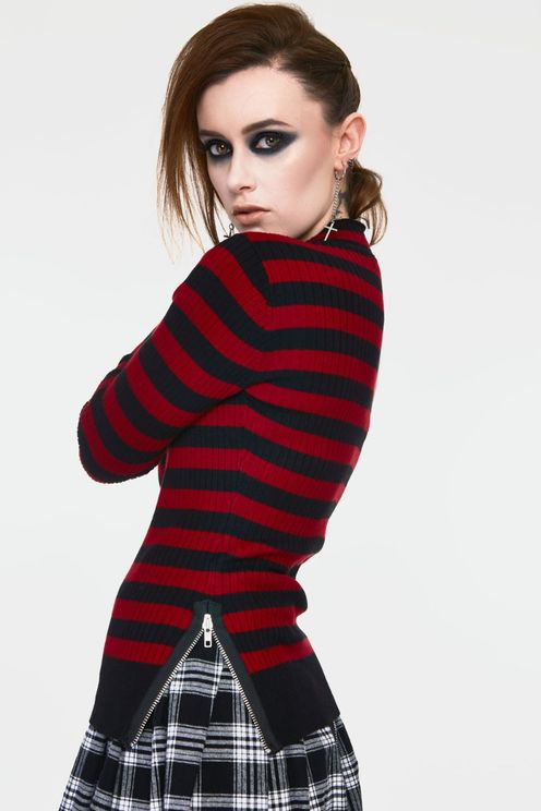 Jawbreaker Menace red & Black gestreepte sweater/trui - Babashope - 5