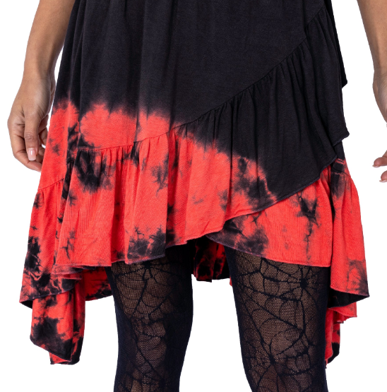 Megaera jurk zwart/rood tie dye - Babashope - 5