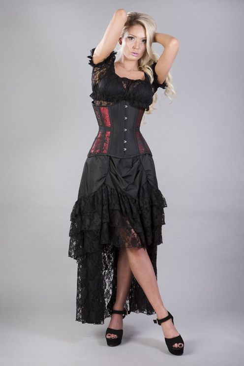 Morgana Onderborst corset Burgundy Taffeta - Babashope - 5