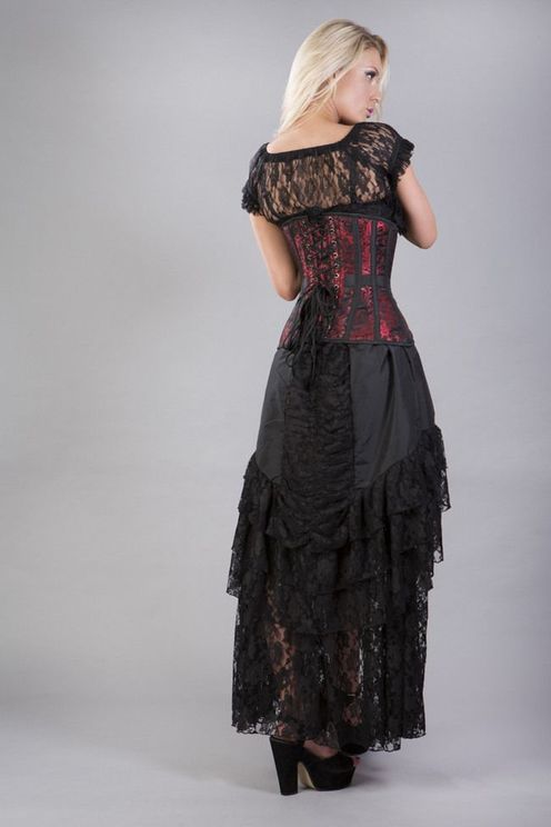 Morgana Onderborst corset Burgundy Taffeta - Babashope - 5