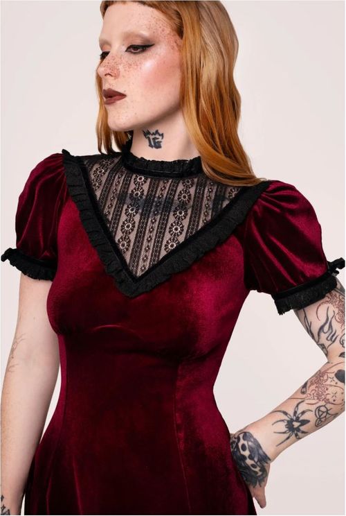 Hell bunny Mourning dress burgundy  - Babashope - 4