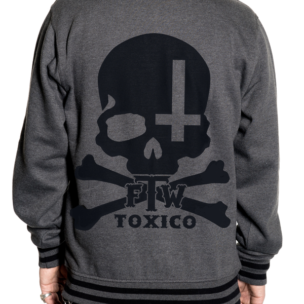 Toxico skull cross team jacket charcoal-zwart - Babashope - 4