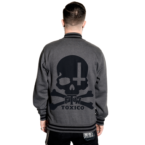 Toxico skull cross team jacket charcoal-zwart - Babashope - 4