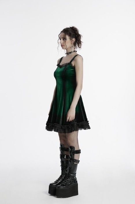 Green goth gradient dress - Babashope - 11