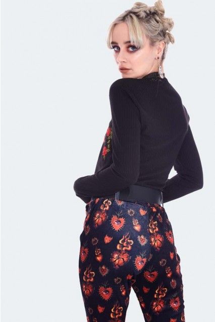 Night rose embroidered top jawbreaker - Babashope - 5