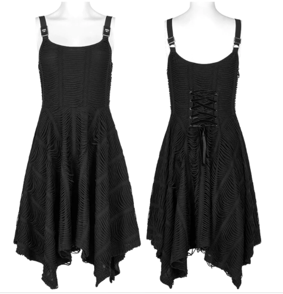 Goth assymetric slip dress - Babashope - 5