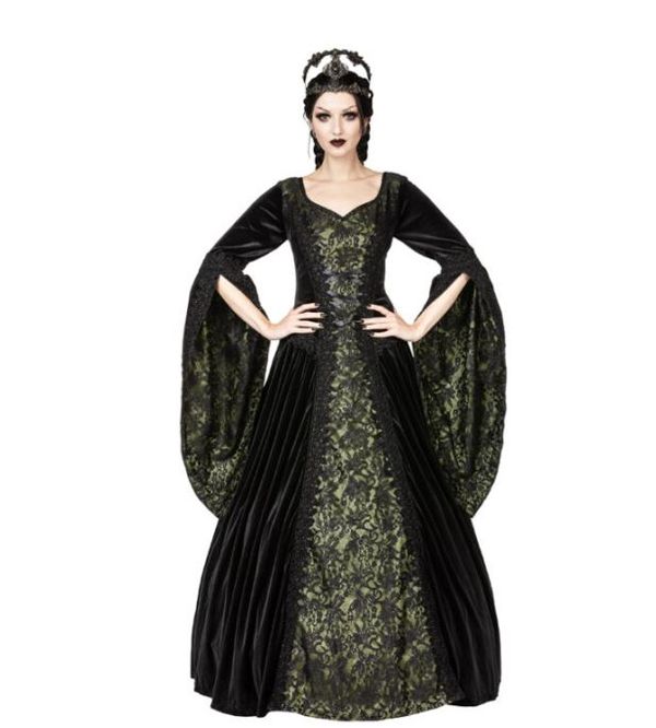 Sinister 1224 Autumn victorian longdress  black/olive - Babashope - 2