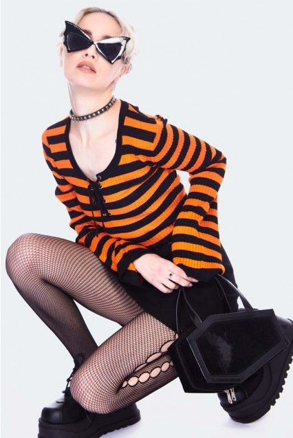 Jawbreaker Orange/black stripe jumper/trui - Babashope - 5