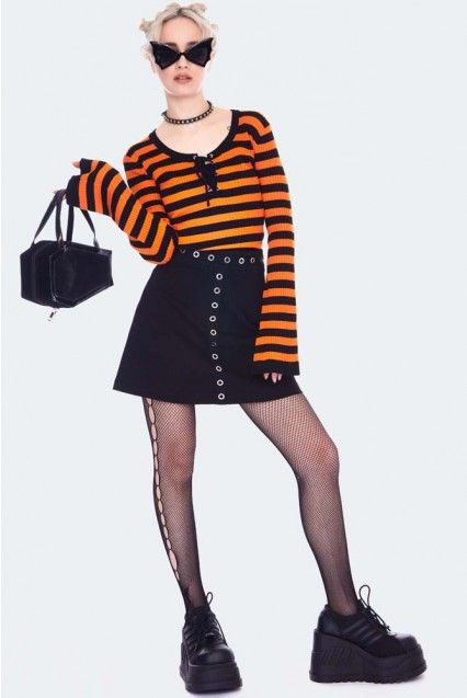 Jawbreaker Orange/black stripe jumper/trui - Babashope - 5