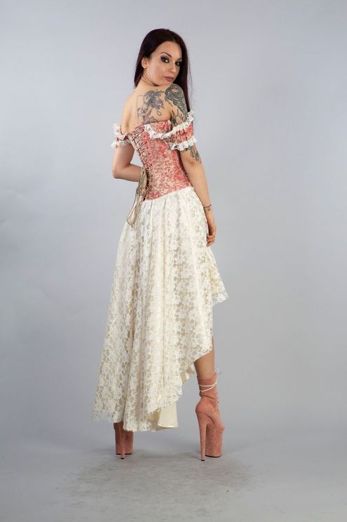 Gypsy victorian dress coral cream - Babashope - 4