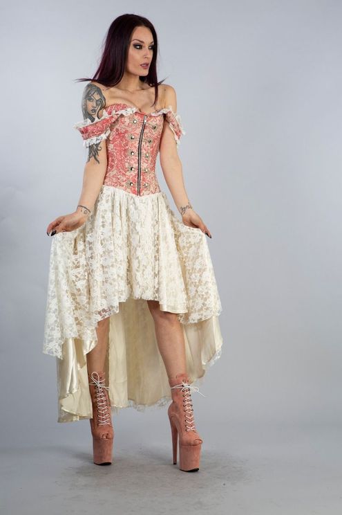 Gypsy victorian dress coral cream - Babashope - 4