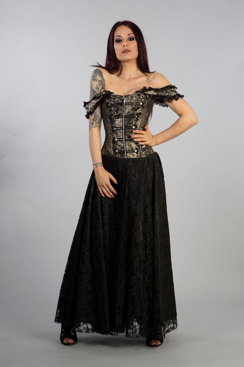 Burleska Paula Victorian jurk in Gold king brokaat - Babashope - 4