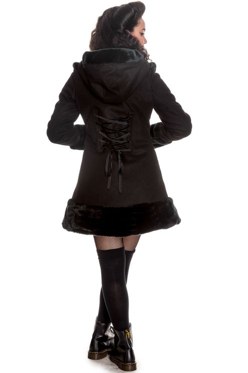 Sarah jane lolita stijl winterjas zwart Hellbunny - Babashope - 8