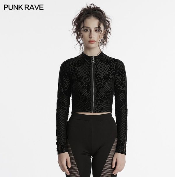 Punk mesh longsleeved top met rits - Babashope - 6