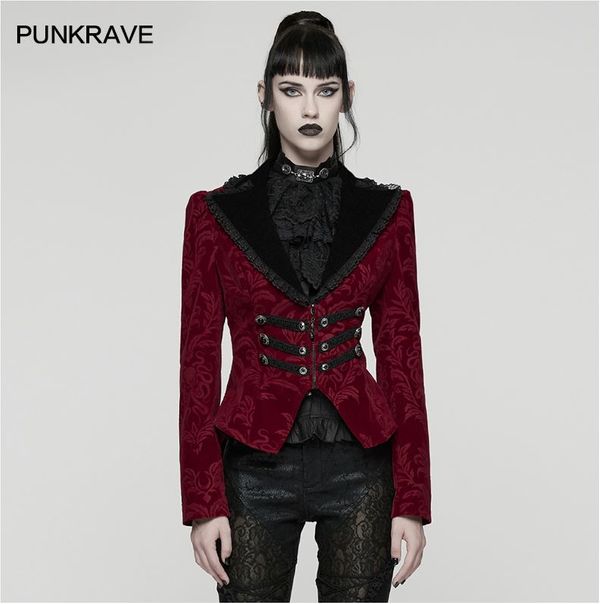 Goth vintage print coat rood - Babashope - 9