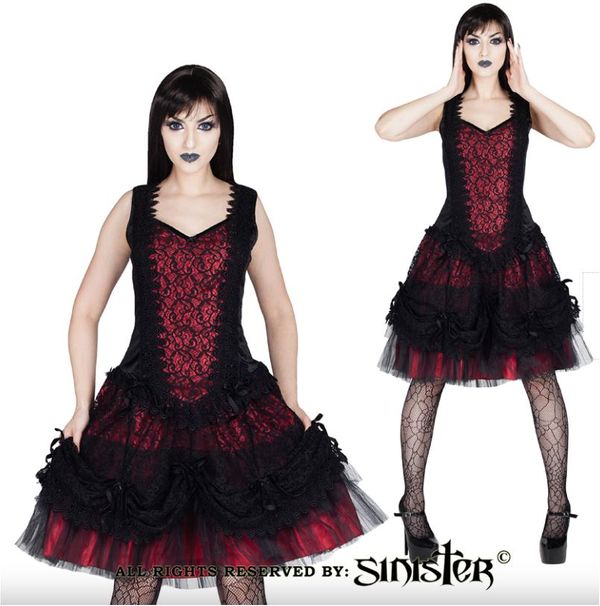 Sinister 964 Cecile lolita gothic mini jurk rood sinister - Babashope - 3