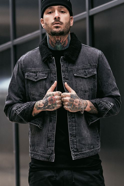 Sherpa Denim jacket (Blk) - Babashope - 5