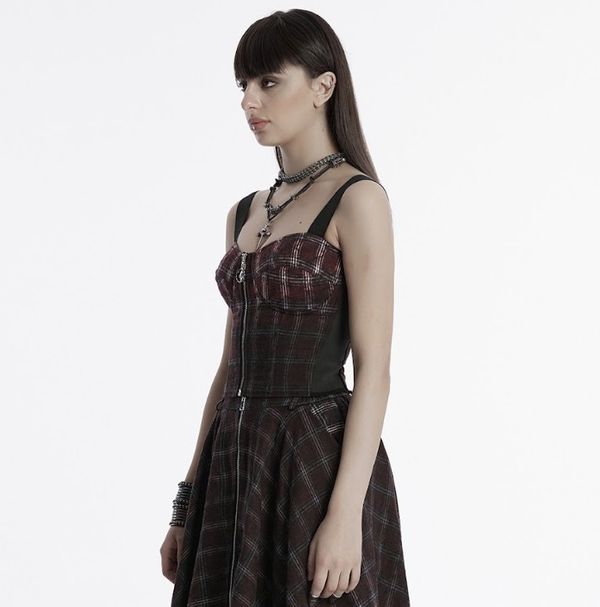 Punk gradient plaid vest red/black - Babashope - 7