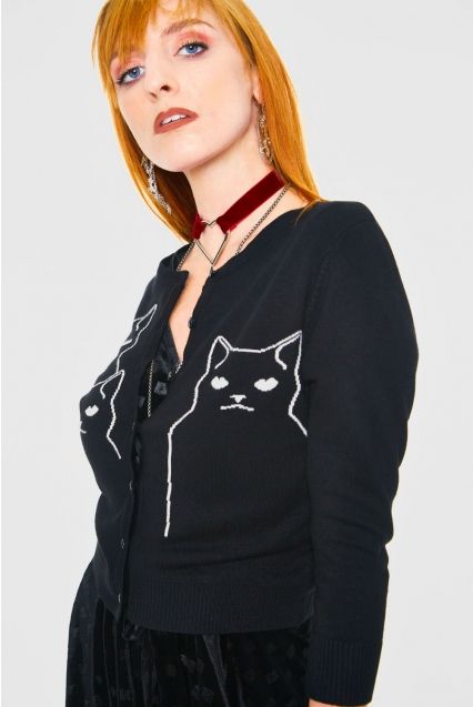 Salem Grumpy Kitty Cardigan - Babashope - 8