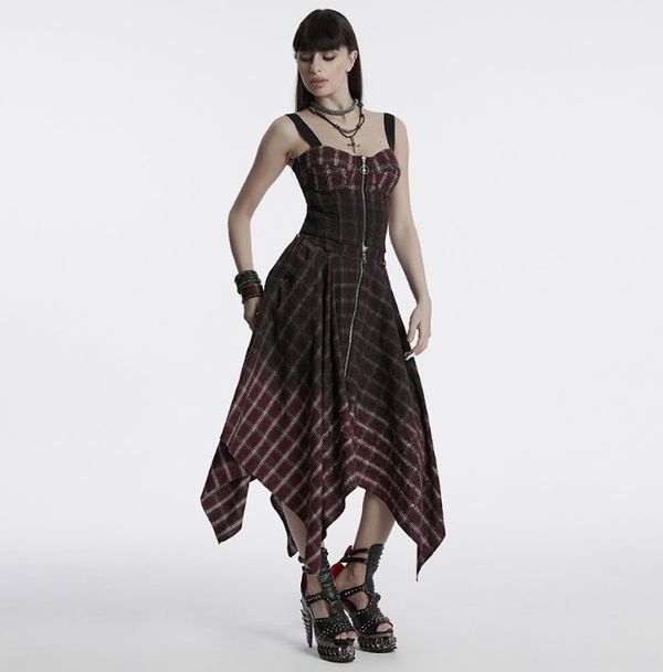 Punk gradient plaid vest red/black - Babashope - 7